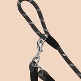 NNEAGS 2X 220cm Multifunction Hands-Free Rope Pet Cat Dog Puppy Double Ended Leash for Walking Training Tracking Obedience Black