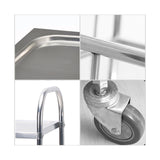 NNEAGS 2X 3 Tier 75x40x83.5cm Stainless Steel Kitchen Dinning Food Cart Trolley Utility Size Small