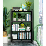 NNEAGS 2X 4 Tier Steel Black Foldable Display Stand Multi-Functional Shelves Portable Storage Organizer with Wheels
