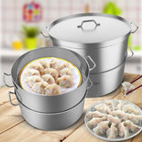 NNEAGS 2X 304 Stainless Steel Steamer With 2 Tiers Top Food Grade 28*18cm