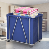 NNEAGS 2X Stainless Steel Large Soiled Linen Laundry Trolley Cart with Wheels Blue