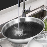 NNEAGS 2X 18/10 Stainless Steel Fry Pan 32cm Frying Pan Top Grade Non Stick Interior Skillet with Helper Handle and Lid