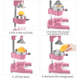 NNEAGS Manual Juicer Hand Press Juice Extractor Squeezer Orange Citrus Pink