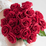 NNEAGS 10pcs Artificial Silk Flower Fake Rose Bouquet Table Decor Red