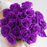 NNEAGS 20pcs Artificial Silk Flower Fake Rose Bouquet Table Decor Purple