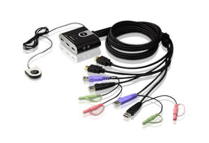 NNEIDS CS692 2-Port USB HDMI/Audio Cable KVM Switch with Remote Port Selector