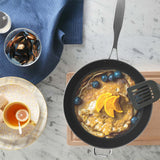 NNEAGS Stainless Steel Fry Pan 36cm Frying Pan Induction FryPan Non Stick Interior