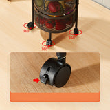 NNEAGS 5 Tier Steel Round Rotating Kitchen Cart Multi-Functional Shelves Portable Storage Organizer with Wheels