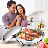NNEAGS 2X Stainless Steel Round Buffet Chafing Dish Cater Food Warmer Chafer with Glass Top Lid