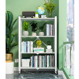 NNEAGS 2X 4 Tier Steel White Foldable Display Stand Multi-Functional Shelves Portable Storage Organizer with Wheels