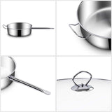 NNEAGS 2X 30cm Stainless Steel Saucepan Sauce pan with Glass Lid and Helper Handle Triple Ply Base Cookware