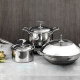 NNEAGS 6 Piece Cookware Set 18/10 Stainless Steel 3-Ply Frying Pan, Milk, and Soup Pot with Lid