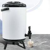 NNEAGS 8X 18L Stainless Steel Insulated Milk Tea Barrel Hot and Cold Beverage Dispenser Container with Faucet White