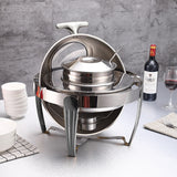 NNEAGS 6.5L Stainless Steel Round Soup Tureen Bowl Station Roll Top Buffet Chafing Dish Catering Chafer Food Warmer Server