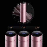 NNEAGS 2X 500ML Stainless Steel Smart LCD Thermometer Display Bottle Vacuum Flask Thermos Rose Gold