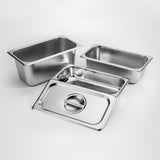 NNEAGS 4X GN Pan Full Size 1/3 GN Pan 20cm Deep Stainless Steel Tray With Lid