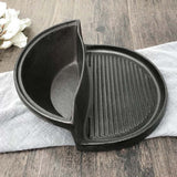 NNEAGS 2X 2 in 1 Cast Iron Ribbed Fry Pan Skillet Griddle BBQ and Steamboat Hot Pot