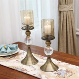 NNEAGS 2X 38cm Glass Candle Holder Candle Stand Glass/Metal