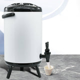 NNEAGS 2X 14L Stainless Steel Insulated Milk Tea Barrel Hot and Cold Beverage Dispenser Container with Faucet White