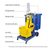 NNEAGS 3 Tier Multifunction Janitor Cleaning Waste Cart Trolley and Waterproof Bag with Lid Blue