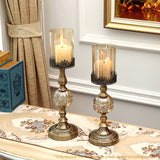NNEAGS 42cm Glass Candle Holder Candle Stand Glass/Metal
