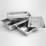 NNEAGS 4X GN Pan Full Size 1/1 GN Pan 6.5cm Deep Stainless Steel Tray With Lid