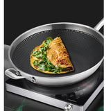 NNEAGS 18/10 Stainless Steel Fry Pan 32cm Frying Pan Top Grade Non Stick Interior Skillet with Helper Handle and Lid