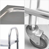 NNEAGS 3 Tier 81x46x85cm Stainless Steel Kitchen Dinning Food Cart Trolley Utility Round Small