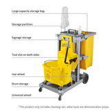 NNEAGS 3 Tier Multifunction Janitor Cleaning Waste Cart Trolley and Waterproof Bag