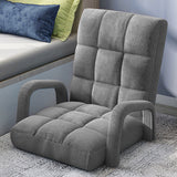 NNEAGS 2X Foldable Lounge Cushion Adjustable Floor Lazy Recliner Chair with Armrest Grey