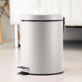 NNEAGS Foot Pedal Stainless Steel Rubbish Recycling Garbage Waste Trash Bin Round 12L White