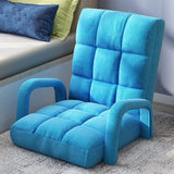 NNEAGS 4X Foldable Lounge Cushion Adjustable Floor Lazy Recliner Chair with Armrest Blue