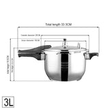 NNEAGS 3L Grade Stainless Steel Pressure Cooker With Seal