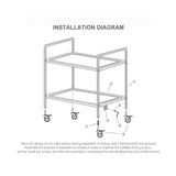 NNEAGS 2X 2 Tier 85x45x90cm Stainless Steel Kitchen Trolley Bowl Collect Service Food Cart Medium