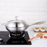 NNEAGS 2X 18/10 Stainless Steel Fry Pan 36cm Frying Pan Top Grade Skillet with Helper Handle and Lid
