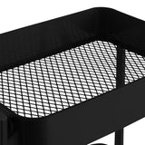 NNEAGS 3 Tier Steel Black Foldable Kitchen Cart Multi-Functional Shelves Portable Storage Organizer with Wheels