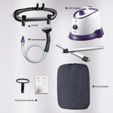 NNEAGS Garment Steamer Vertical Twin Pole Clothes 1700ml 1800w Professional Steaming Kit Purple