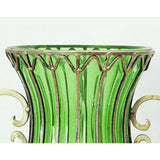 NNEAGS 51cm Green Glass Tall Floor Vase with 12pcs Pink Artificial Fake Flower Set