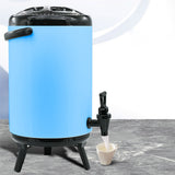 NNEAGS 4X 8L Stainless Steel Insulated Milk Tea Barrel Hot and Cold Beverage Dispenser Container with Faucet Blue