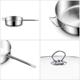 NNEAGS 28cm Stainless Steel Saucepan Sauce pan with Glass Lid and Helper Handle Triple Ply Base Cookware