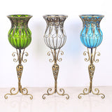 NNEAGS 85cm Clear Glass Tall Floor Vase with 12pcs Artificial Fake Flower Set