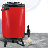 NNEAGS 2X 14L Stainless Steel Insulated Milk Tea Barrel Hot and Cold Beverage Dispenser Container with Faucet Red
