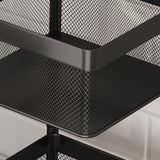 NNEAGS 3 Tier Steel Square Rotating Kitchen Cart Multi-Functional Shelves Portable Storage Organizer with Wheels