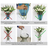 NNEAGS Clear Glass Cylinder Flower Vase with 6 Bunch 4 Heads Artificial Fake Silk Magnolia denudata Home Decor Set