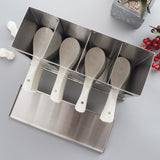 NNEAGS 2X Stainless Steel Buffet Restaurant Spoon Utensil Holder Storage Rack 4 Holes