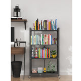 NNEAGS 2X 4 Tier Steel Black Foldable Display Stand Multi-Functional Shelves Portable Storage Organizer with Wheels