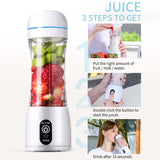 NNEAGS 2X 380ml Portable Mini USB Rechargeable Handheld Fruit Mixer Juicer Blue