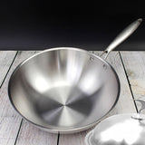 NNEAGS 2X 18/10 Stainless Steel Fry Pan 32cm Frying Pan Top Grade Cooking Skillet with Lid