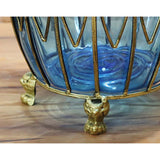 NNEAGS 51cm Blue Glass Oval Floor Vase with Metal Flower Stand