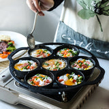 NNEAGS 2X 32cm Cast Iron Takoyaki Fry Pan Octopus Balls Maker 7 Hole Cavities Grill Mold